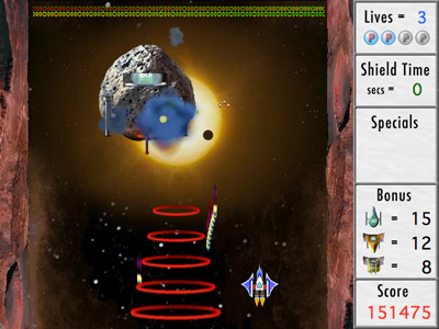 Captain Spacey Flash game level 2 boss battle screenshot.