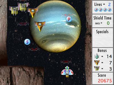 Captain Spacey Flash game Level 1 combat screenshot.