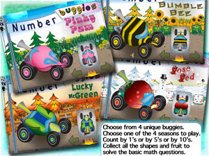 Number Buggies screenshots of 4 buggy characters and game descriptions.