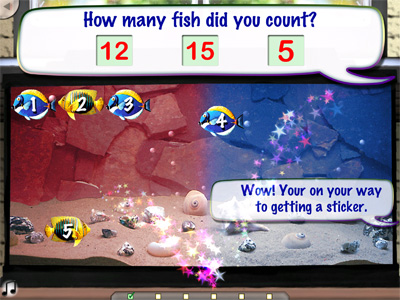 123 Fish screenshot - How many fish did you count? 1 2 3 4 5 Wow!