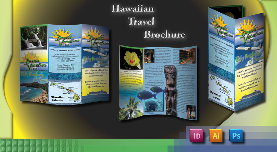 Hawaiian Travel Brochure - Dream Vacation. Id, Ai, Ps