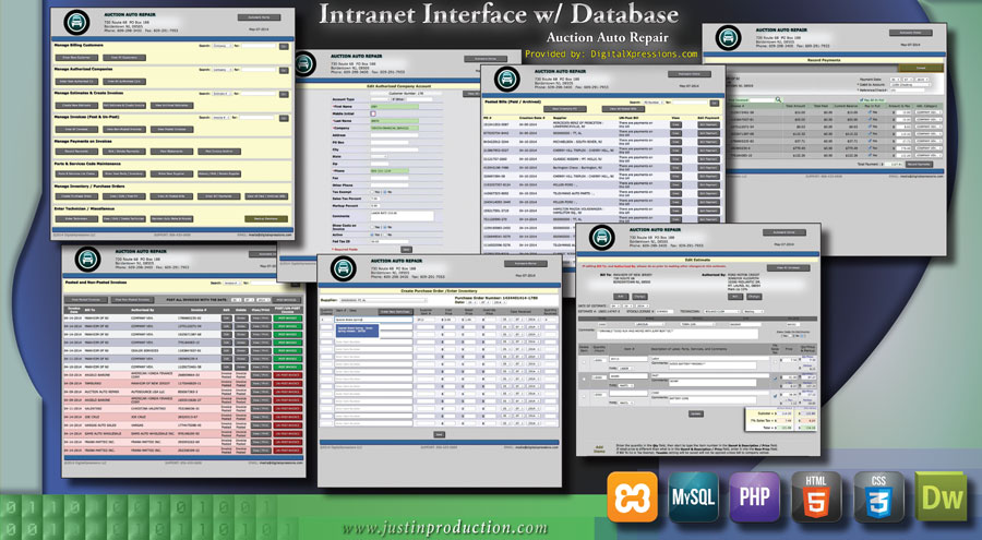 Intranet Interface w/ Database HTML5, CSS3, Javascript, PHP, Dw, XAMPP, MySQL